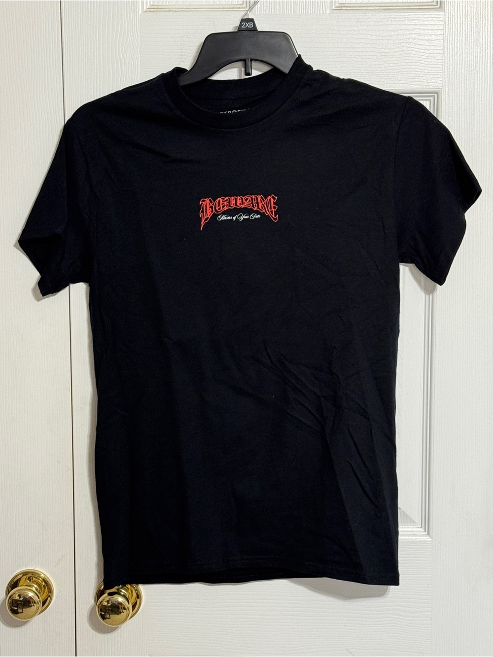 Retrofit Black Short‑Sleeve Crewneck Tee with Red Chest Graphic